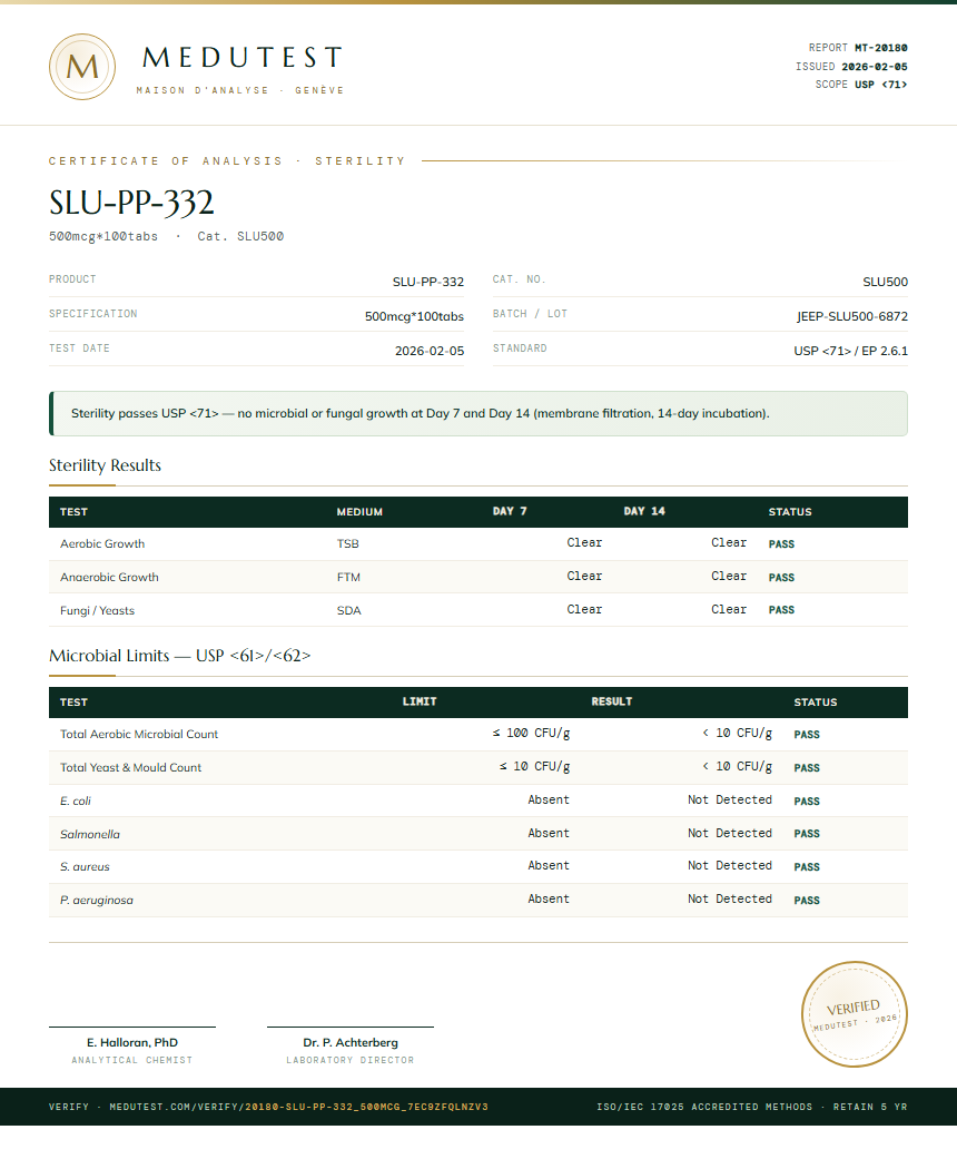 SLU-PP-332 Sterility report by Medutest